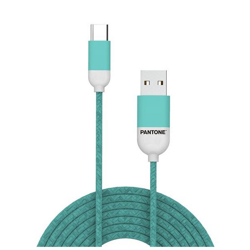 photo USB-C-Kabel – 3 A – 1 Meter – Gummikabel – Hellblau-Cyan