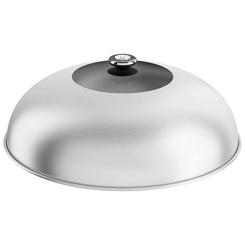 photo stainless steel/glass dome with grill thermometer