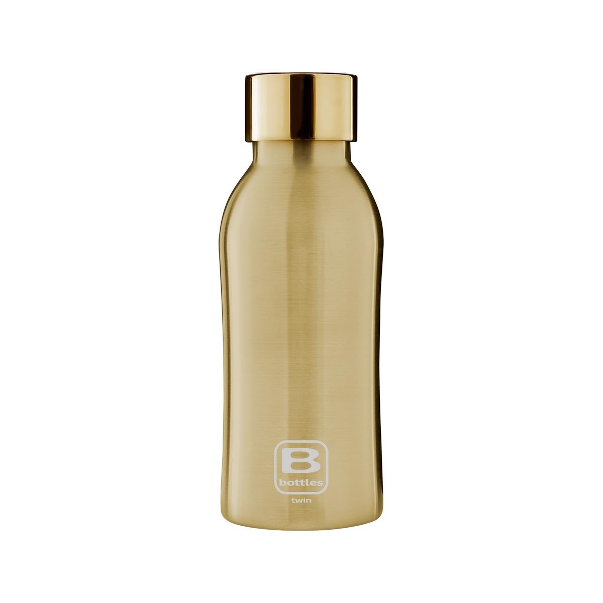photo B Bottles Twin - Yellow Gold Brushed - 350 ml - Double wall stainless steel thermal bottle. 18/10 s