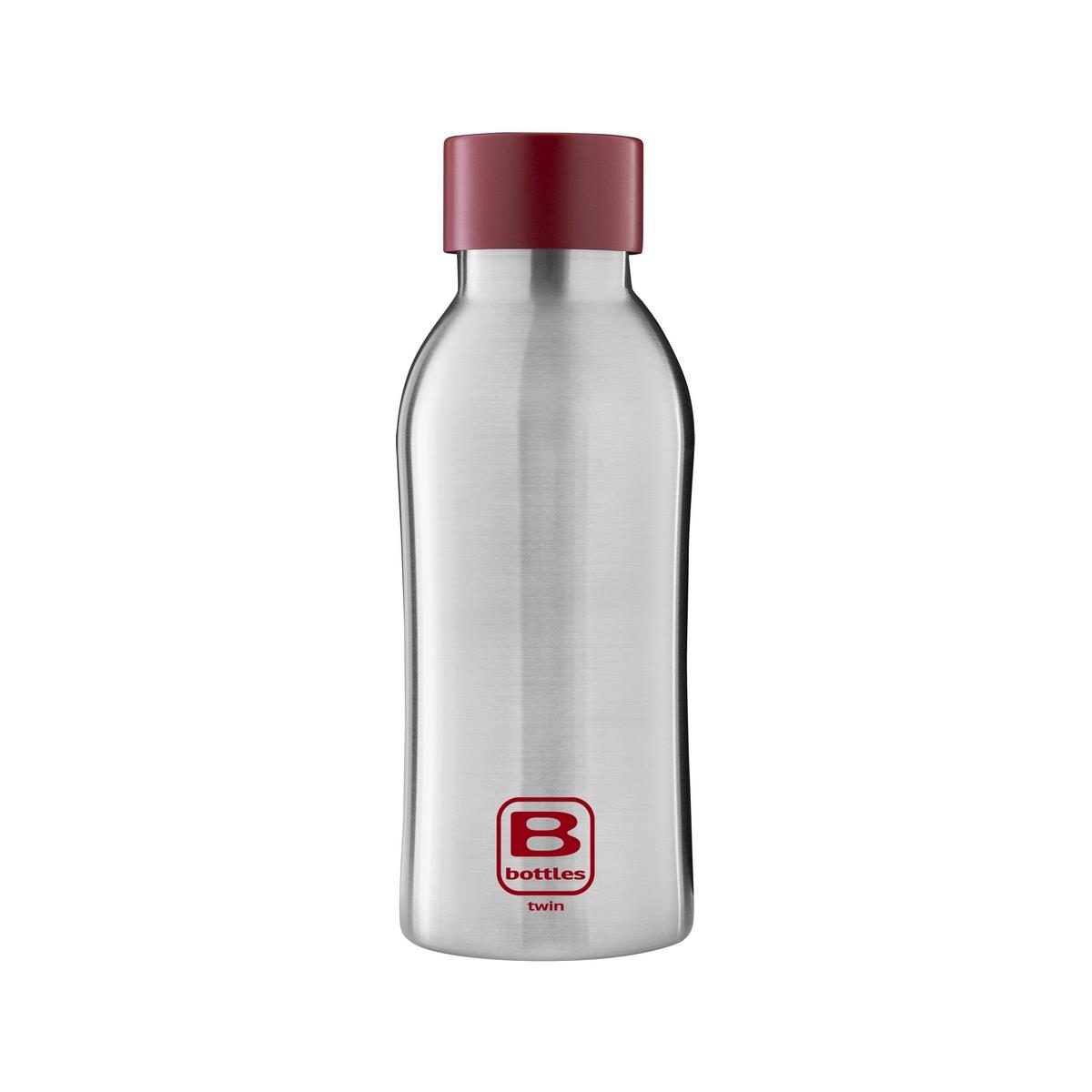 photo B Bottles Twin – Steel & Red – 350 ml – Doppelwandige Thermoflasche aus 18/10 Edelstahl