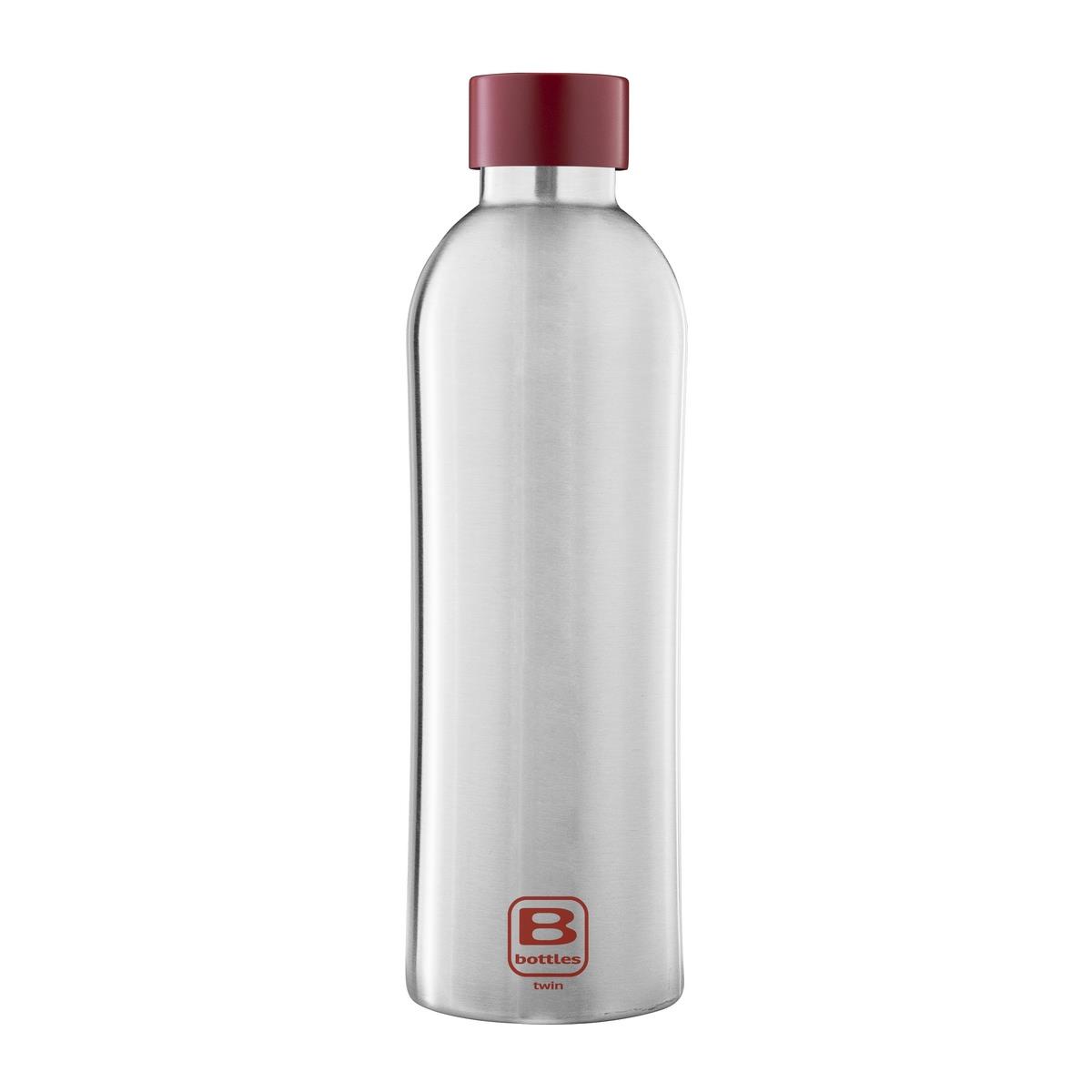 photo B Bottles Twin – Steel & Red – 800 ml – Doppelwandige Thermoflasche aus 18/10 Edelstahl
