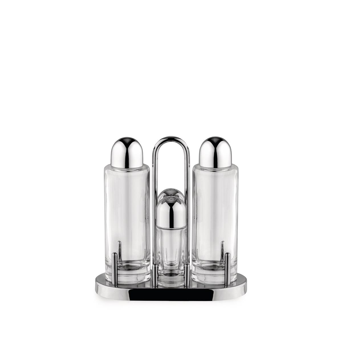 photo set for oil, vinegar, salt and pepper in 18/10 stainless steel and glass