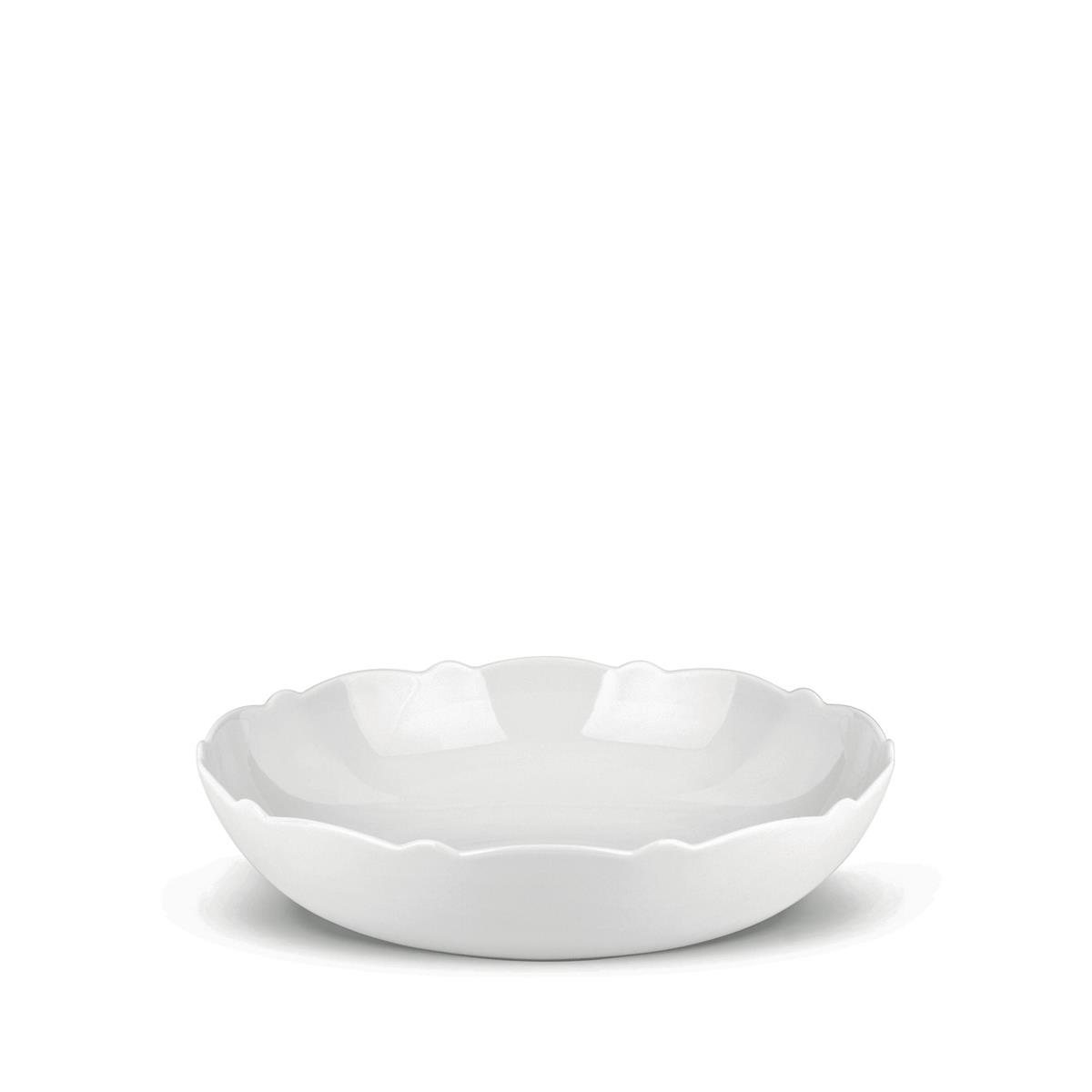 photo dressed white porcelain salad bowl with relief decoration