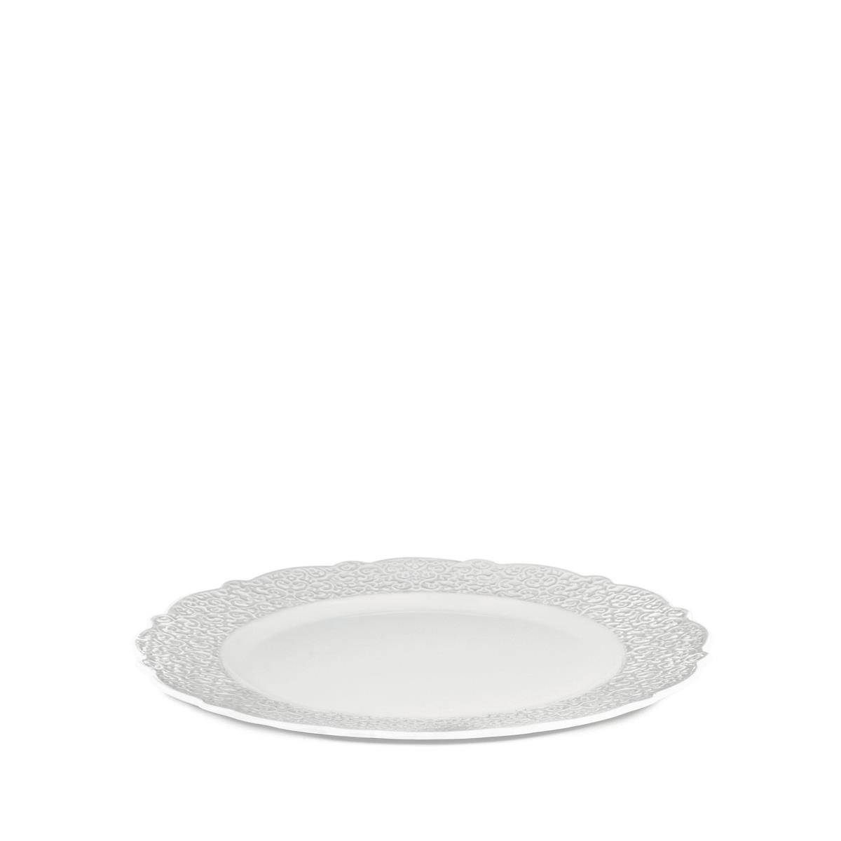photo dressed piatto da portata in porcellana bianca con decoro a rilievo