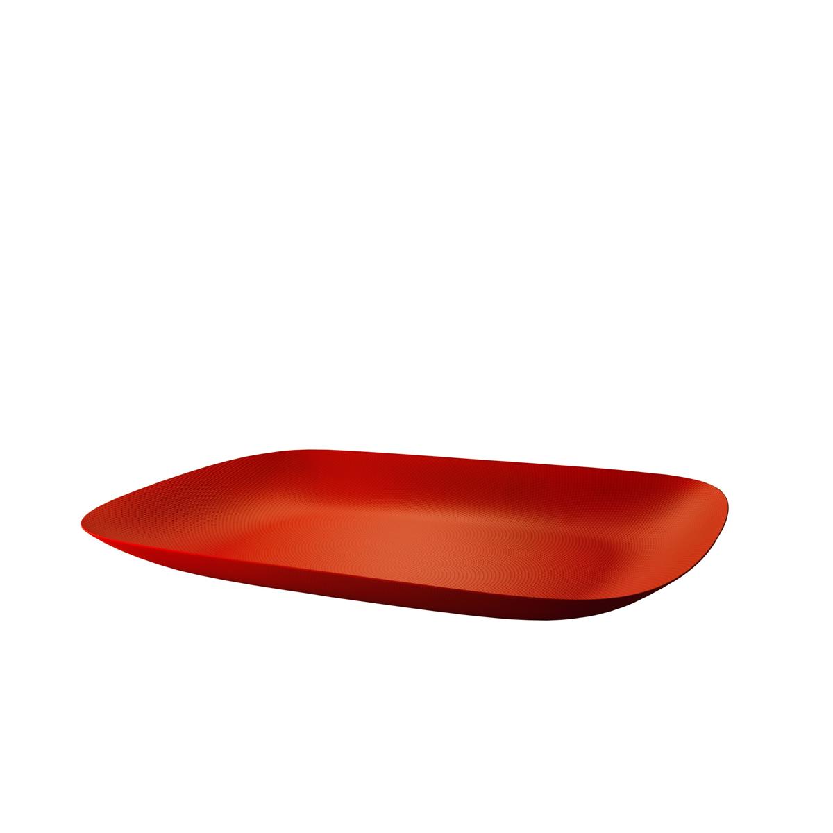 photo moirà© rechteckiges tablett aus farbigem stahl und harz, rot