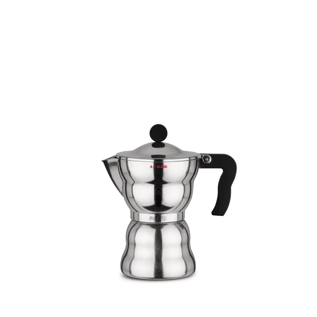 photo moka espresso-kaffeemaschine aus aluminiumguss, schwarz, 6 tassen
