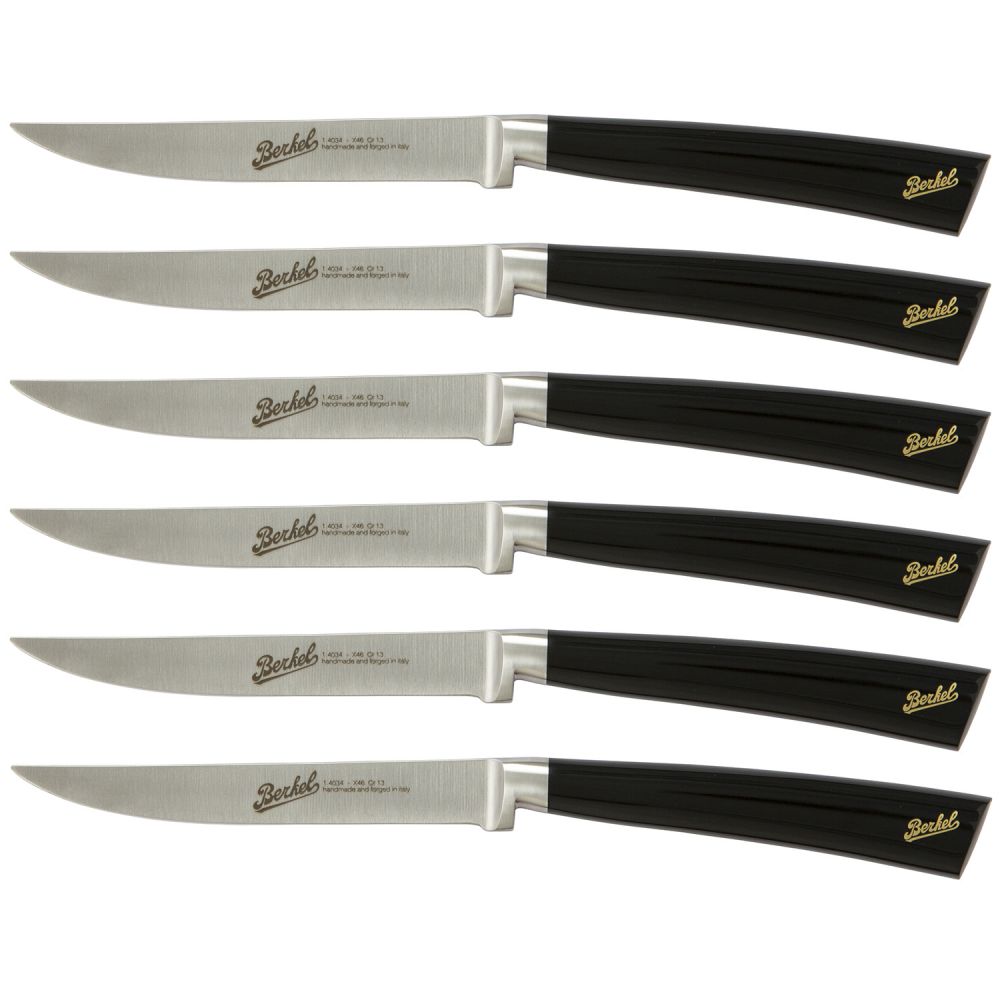 photo coltello elegance nero lucido - set 6 coltelli bistecca