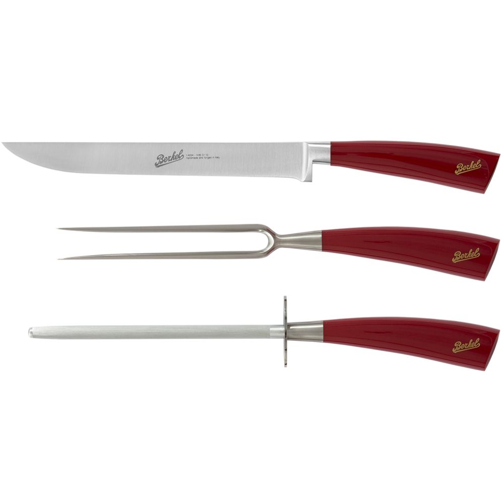 photo coltello elegance rosso - set arrosto 3 pezzi