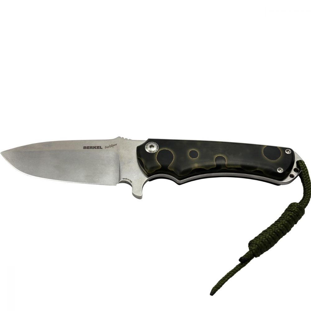 photo outdoor knife - black moon - clear blade - gold logo