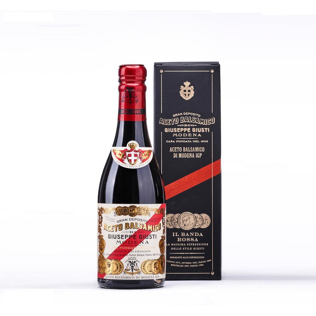 photo „Balsamico-Essig aus Modena g.g.A. – 5 Goldmedaillen“ „Rotes Band““ Champagnerflasche im 250-ml-Kar