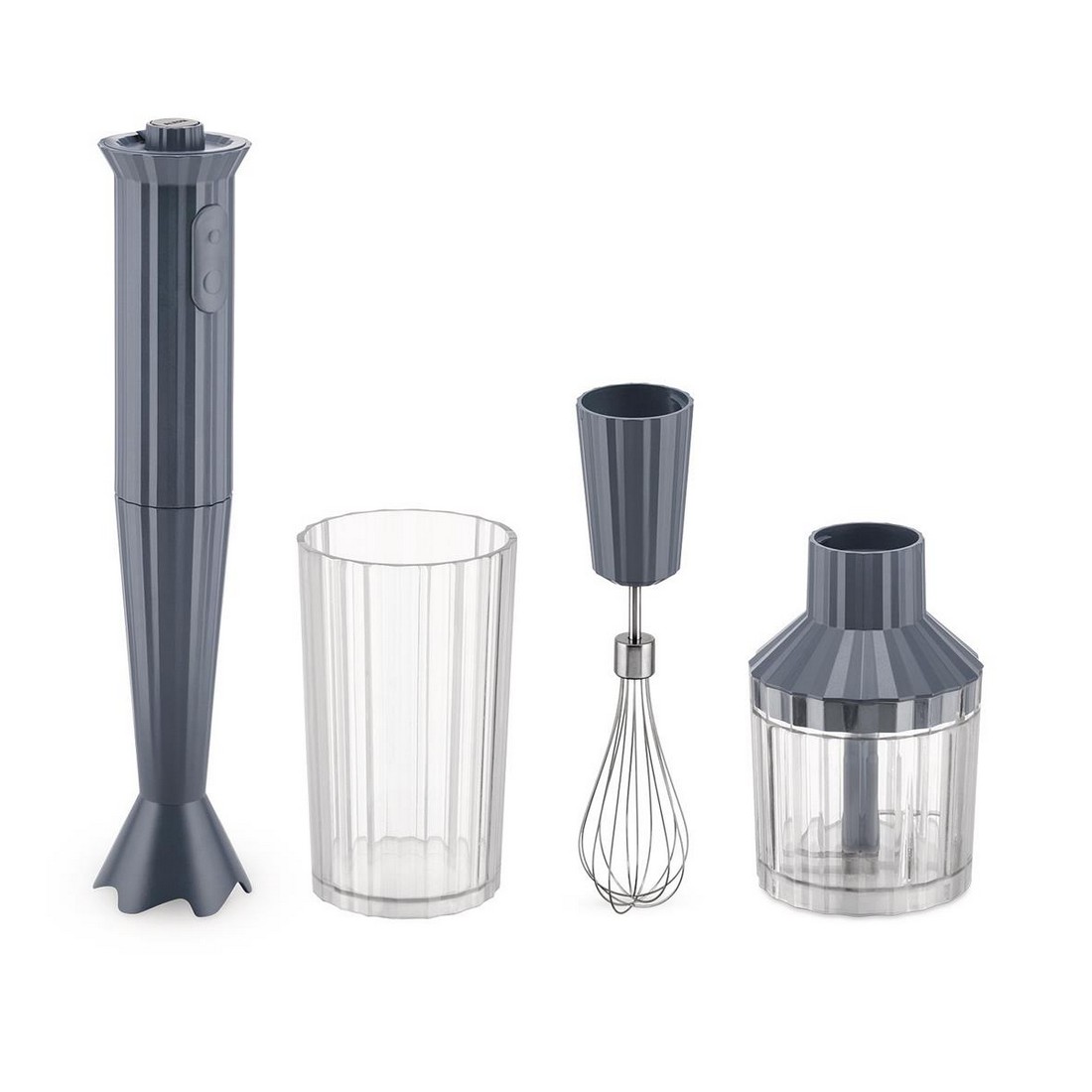 photo plissè - mini blender in thermoplastic resin with glass, whisk and chopper-500 w-grey