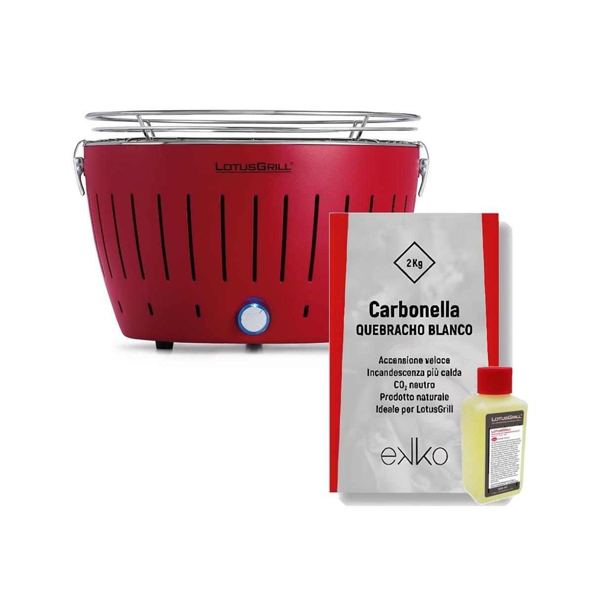 photo LotusGrill - Barbecue LG G34 U Red + 200 ml ignition gel and Quebracho Blanco charcoal 2 k