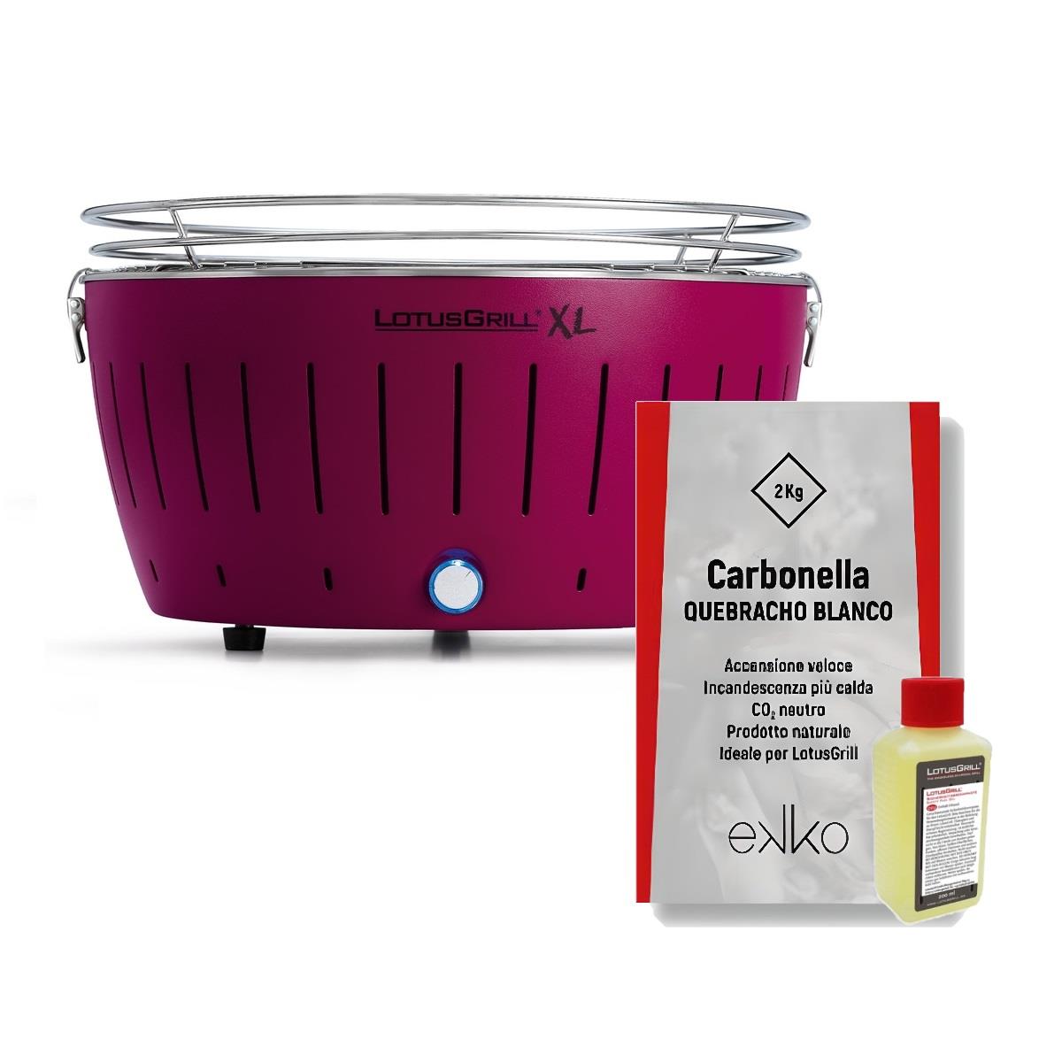 photo LotusGrill - LG G435 U Purple Barbecue + 200 ml ignition gel and Quebracho Blanco 2 charcoal