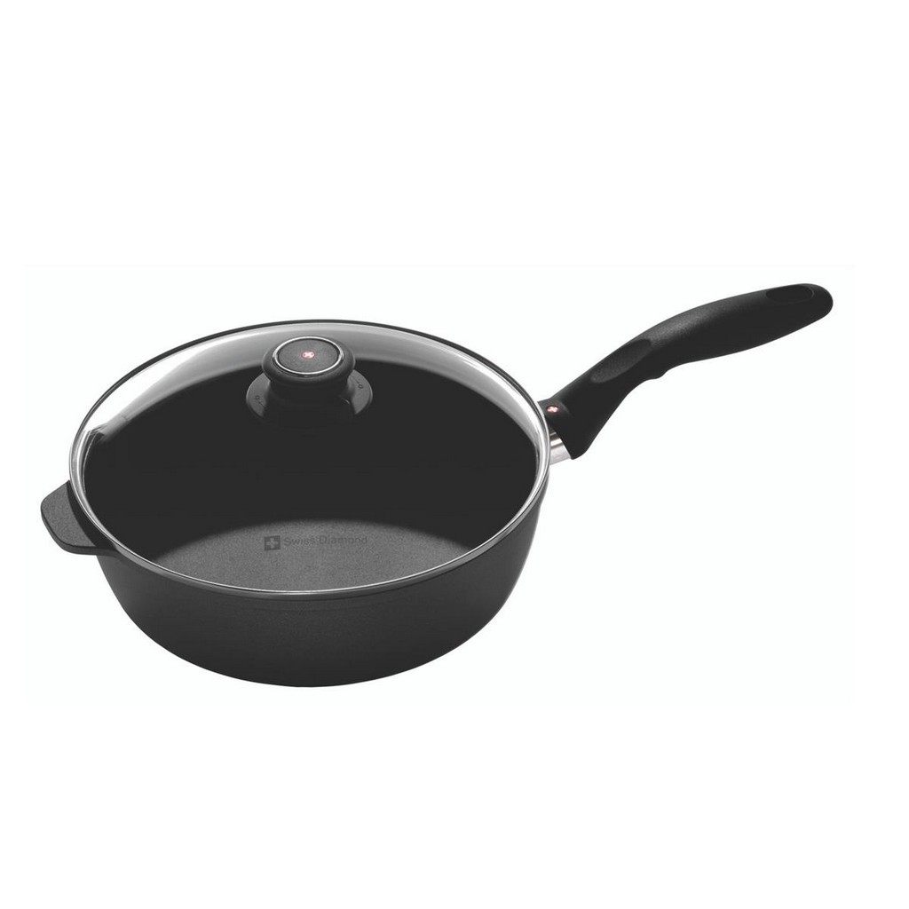 photo xd non-stick frying pan 24 cm - 3 l with glass lid - induction