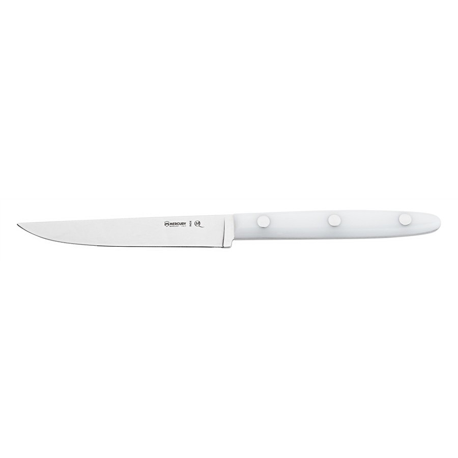 Steak Knife 11 cm - Stainless Steel Satin Finish - Dolphin Line - White Handle