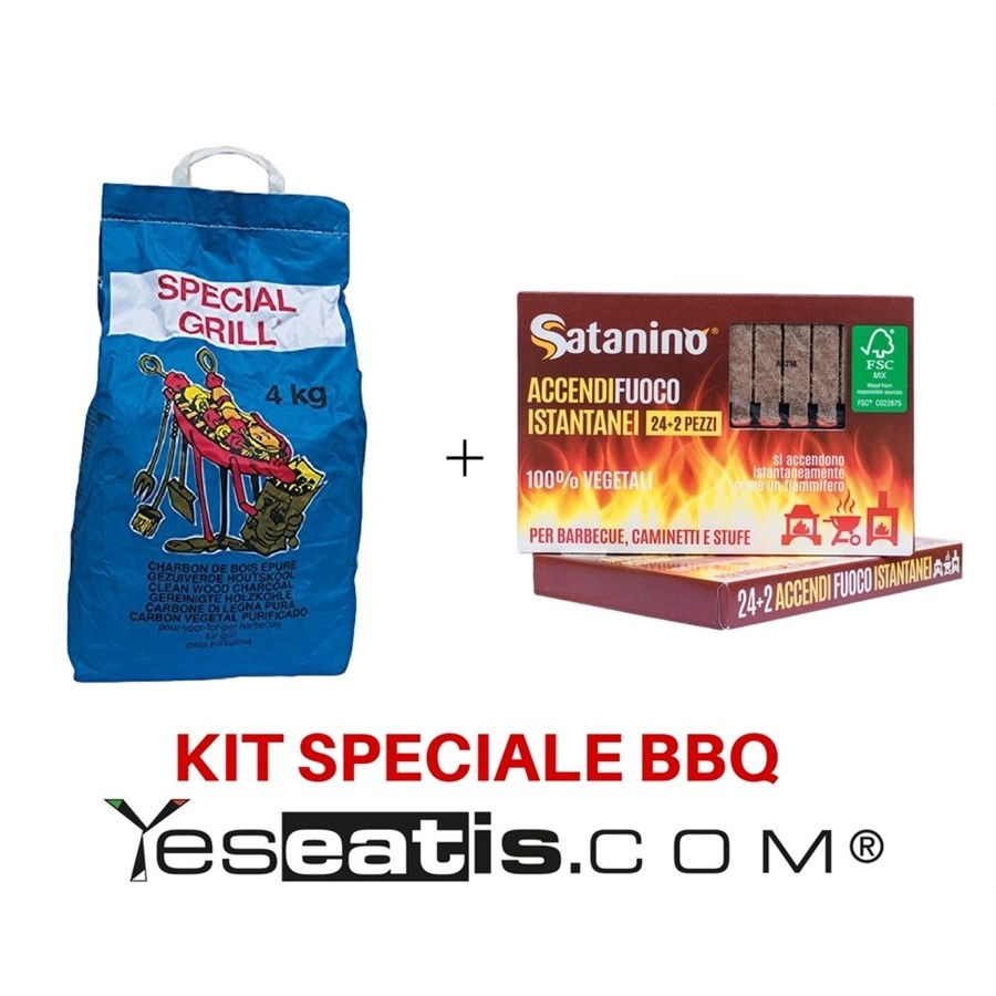 4 Kg Carbobois Charcoal + 24 Instant Firelighter matches Satanino 100% Vegetal