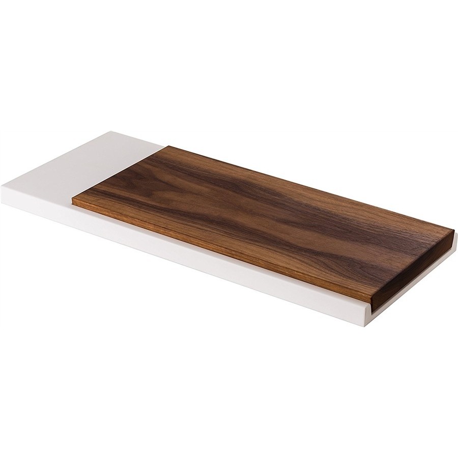 DUE CIGNI - 7x2 Line - Small smooth chopping board in walnut wood with chopping board holder - Made