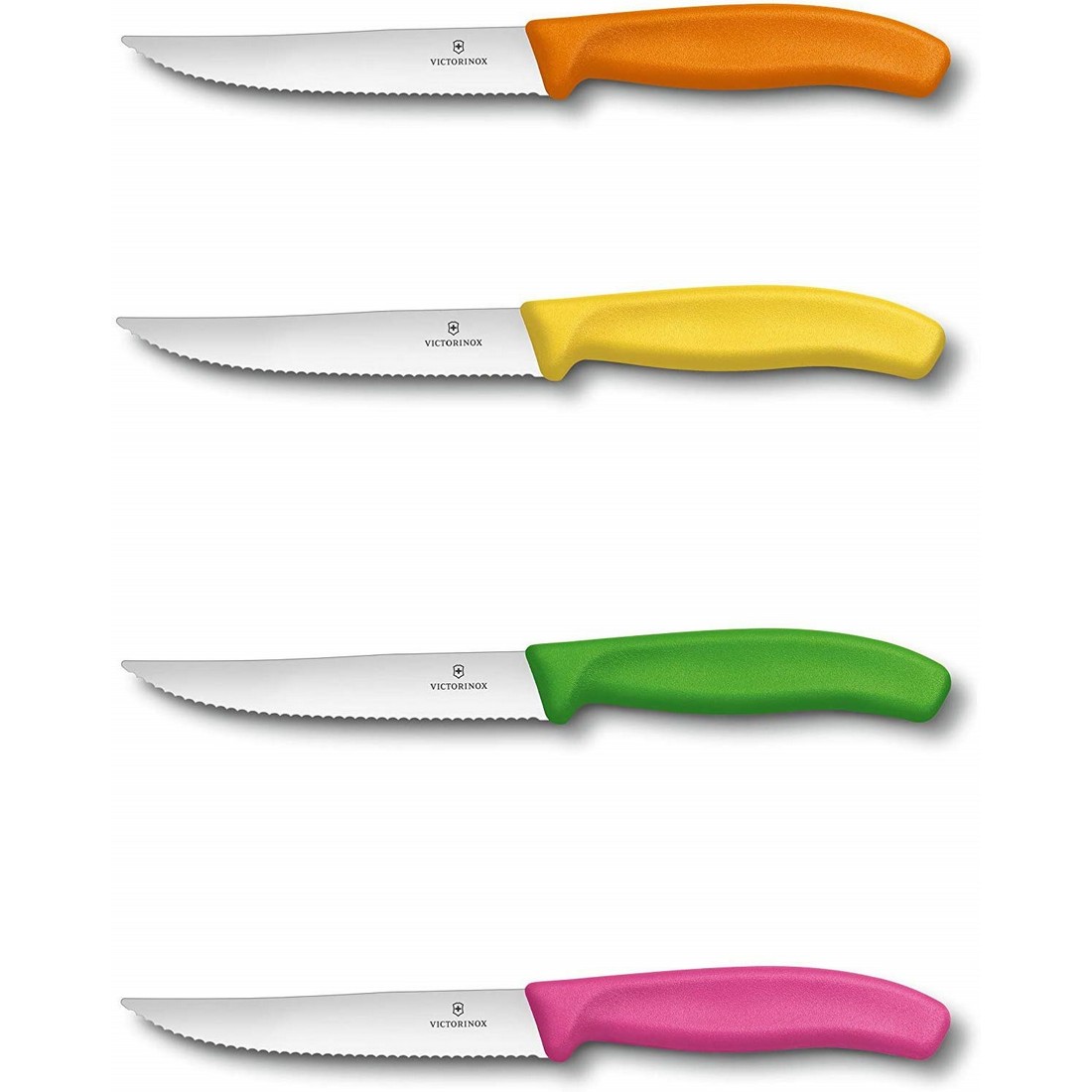 Swiss Classic Wavy Steak/Pizza Knife 12 cm - Assorted Colors - Pack of 16 pieces
