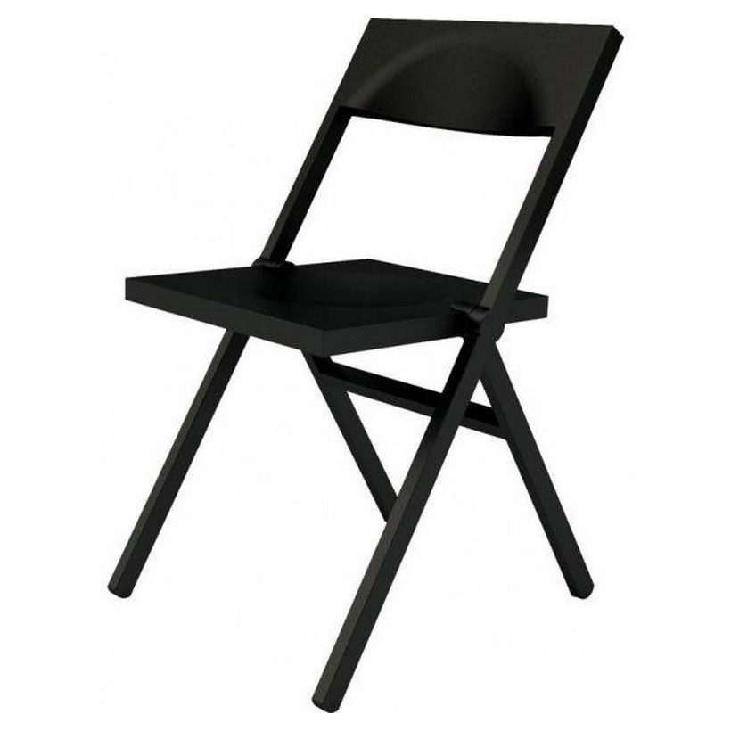 Alessi-Piana Folding and stackable chair in PP and fiberglass, black
