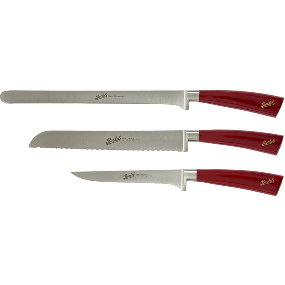 coltello elegance rosso - set prosciutto 3 pezzi