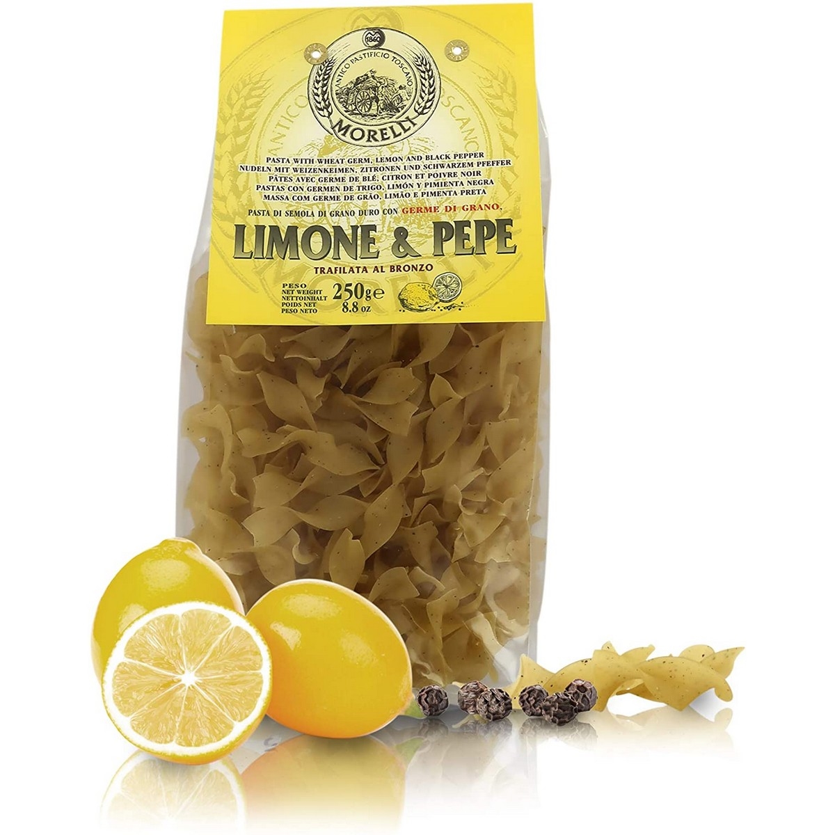 photo Antico Pastificio Morelli - Pasta Aromatizzata - Limone e Pepe - Pappaedelline - 250 g