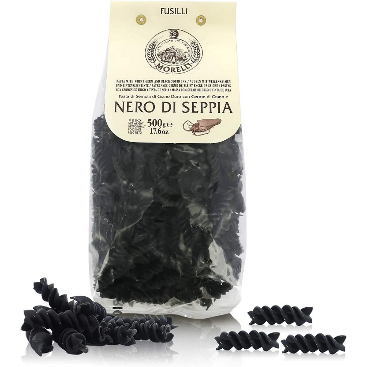 Antico Pastificio Morelli - Flavoured Pasta - Black Squid Ink - Fusilli - 500 g