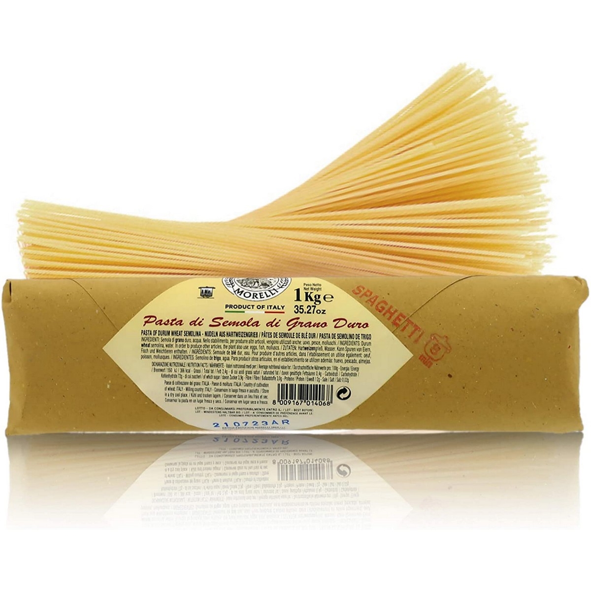 Antico Pastificio Morelli – Nudeln aus Hartweizengrieß – 8-Minuten-Spaghetti eingewickelt – 1 kg