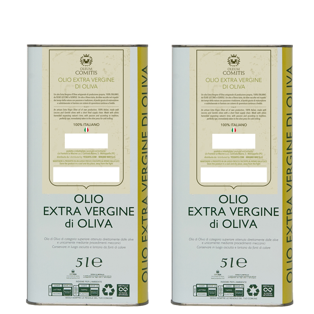 Extra Virgin Olive Oil 2 cans of 5 liters