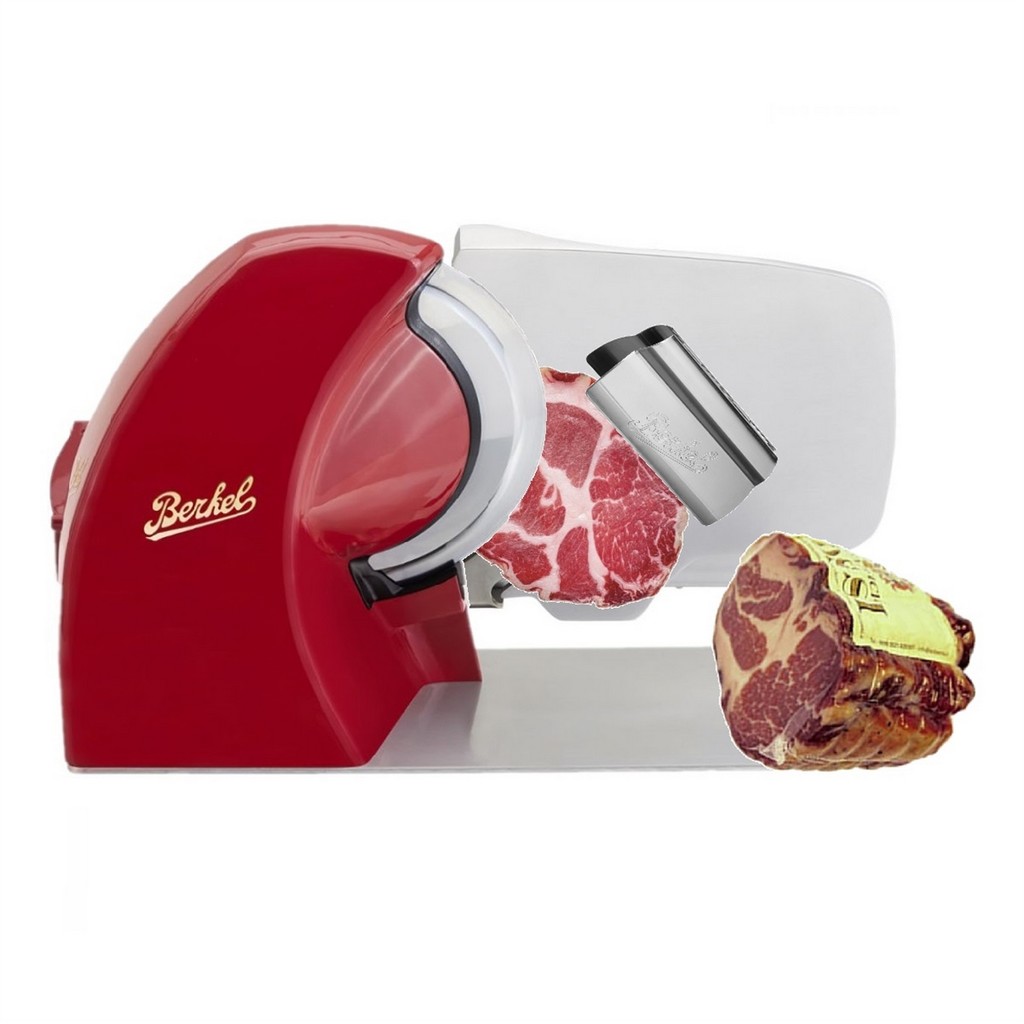 BERKEL - Home Line 250 PLUS Domestic Slicer - Red + Tongs and Rossi Parma Coppa for Free!