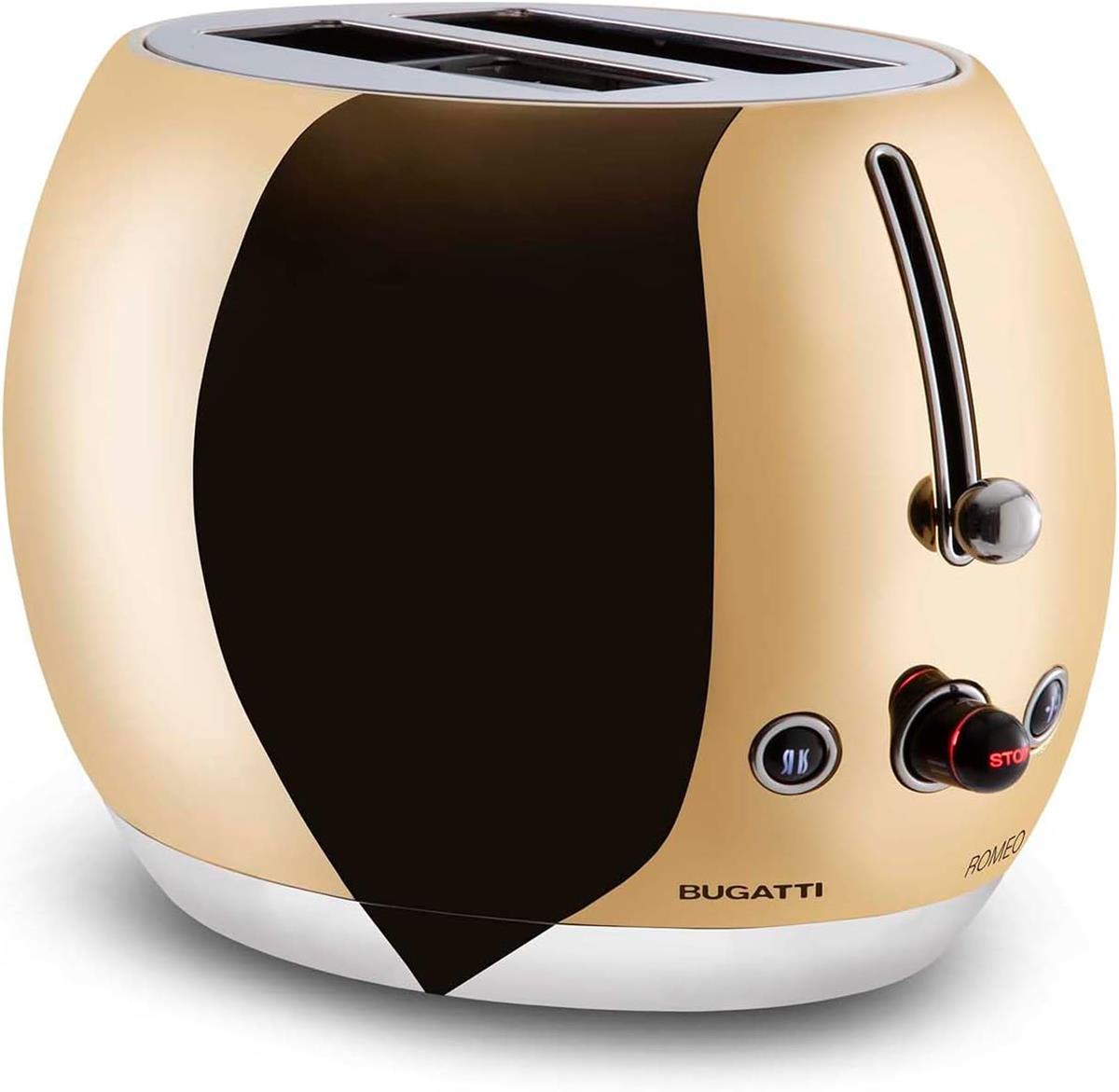 BUGATTI-Romeo-Toaster, 7 níveis de torrar, 4 funções-Pinças não incluídas-870-1035W-Ouro Amarelo