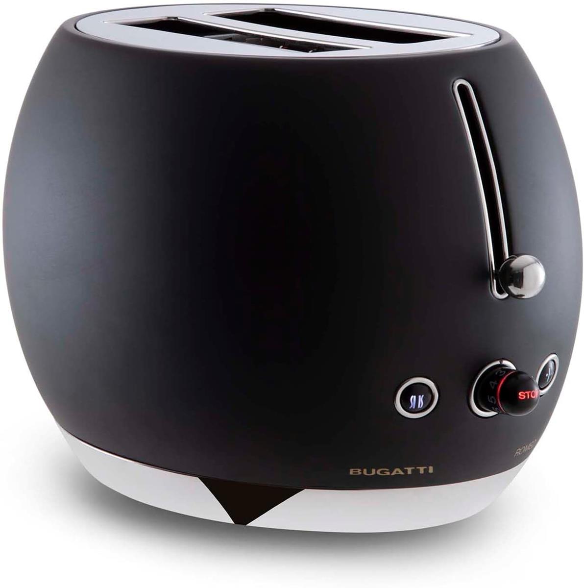 BUGATTI-Romeo-Toaster, 7 níveis de torrar, 4 funções-Pinças não incluídas-870-1035W-Preto fosco