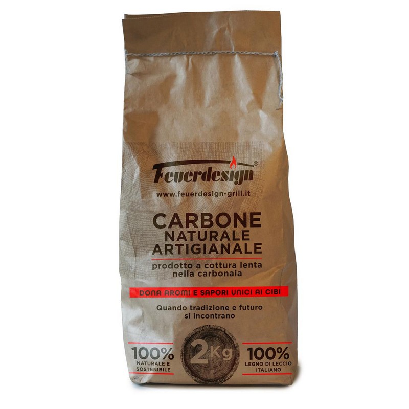 FEUERDESIGN - 2 kg de charbon naturel Antiche Carbonaie, issu à 100% de bois de chêne vert italien