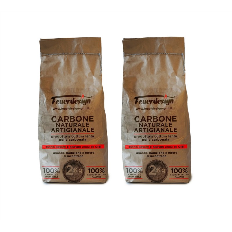 FEUERDESIGN - 2 2kg bags of natural charcoal from Antiche Carbonaie, 100% Italian holm oak wood