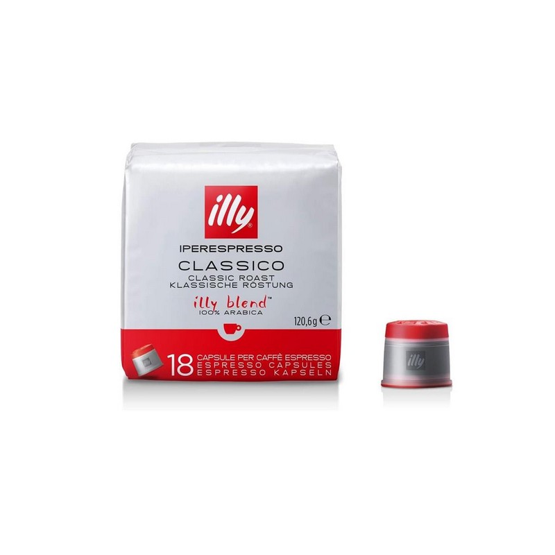 ILLY - CLASSICO geröstete Iperespresso-Kaffeekapseln, 6 Packungen mit 18 Kapseln, insgesamt 108 Kaps