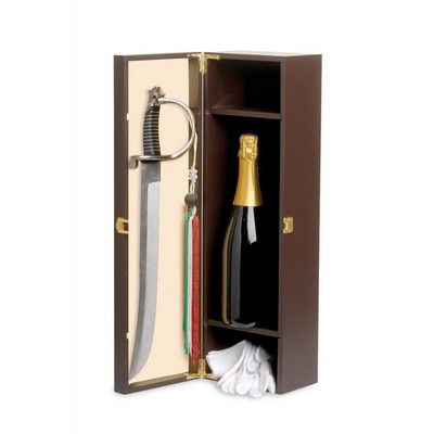 Wooden Box with Champagne saber and gloves, Accommodation for 1 Bottle