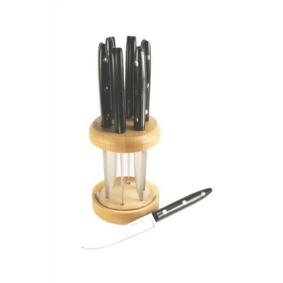 Log in Beech Round Transparent with 6 Rib Knives - Line Dolphin - Black