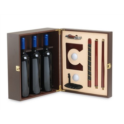 Caja de madera para botellas de golf de 3 botellas