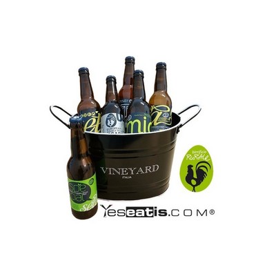 Birrificio Rurale BIRRA ARTIGIANALE - GESCHENK-KASTEN 6 Craft Beers (6x33cl) mit Eimer Kühler für Eis - SCHWARZ