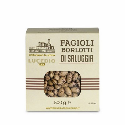 Principato di Lucedio Fagioli Borlotti di Saluggia - 500 g - Confezionato in Atmosfera Protettiva e Astuccio di Cartone