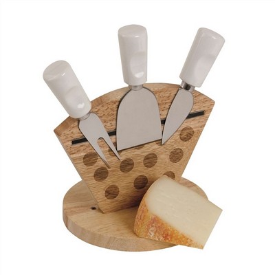 Wooden set with 3 cheese cutlery