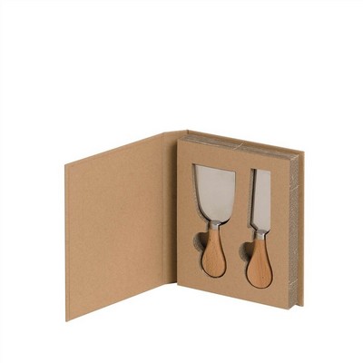 Renoir Kraft Cutlery box - cardboard book with 2 cheese cutlery