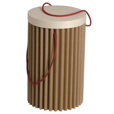Dorica 3 Bottles - Corrugated cardboard with wooden leaf lid holds 3 bottles
