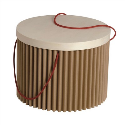 Dorica Gastronomica Tonda - Corrugated cardboard with wooden leaf lid for gift packaging