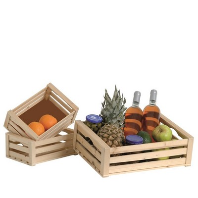 Set of 3 natural wooden boxes Large (x 1 pc) Small (x 2 pcs)