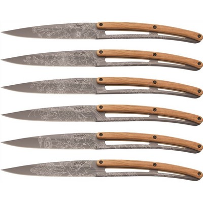 Olive Tree Blossom Titanium-Set of 6 table knives charcoal gray
