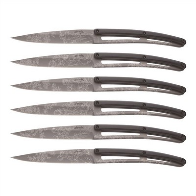 Toile De Jouy Paperstone Titanium-Set of 6 table knives charcoal gray