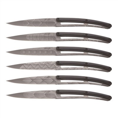 Art Deco Paperstone Titanium-Set of 6 table knives charcoal gray