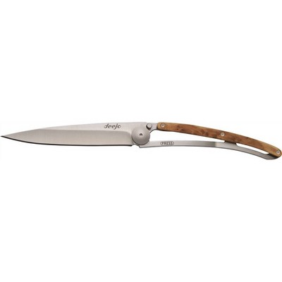 Wood 37g-pocket folding knife with lock and belt clip-Juniper