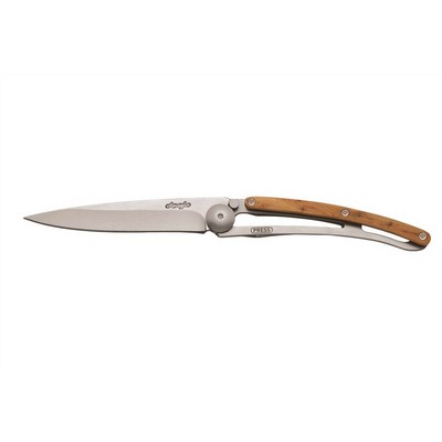 Wood 27g-pocket folding knife with lock and belt clip-Juniper