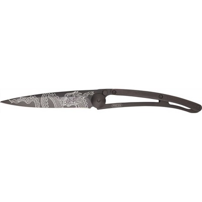 Black Japanese Dragon-pocket folding knife with lock and belt clip